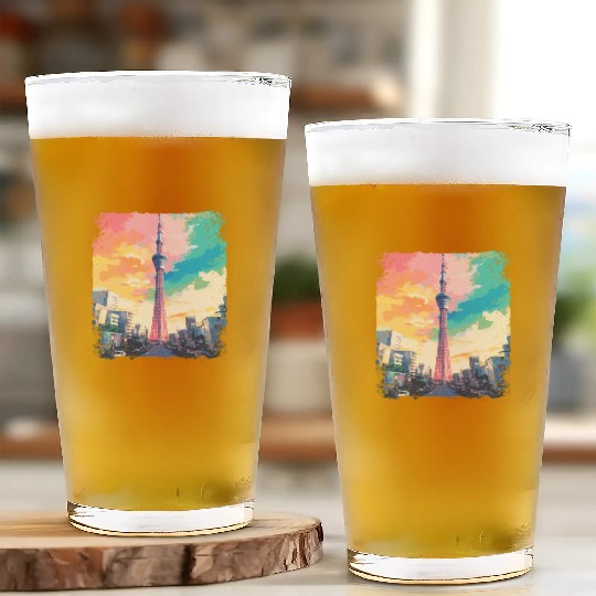 Tokyo Skytree Vaporwave Aesthetic Japanese Sight Glass Cups