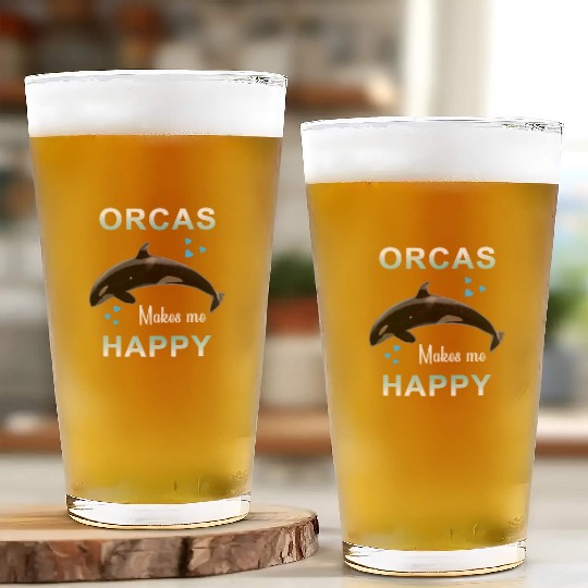 Orcas Make Me Happy Killer Whale Glass Cups