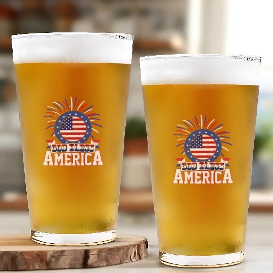 God Bless America Independence Day USA Patriot Glass Cups