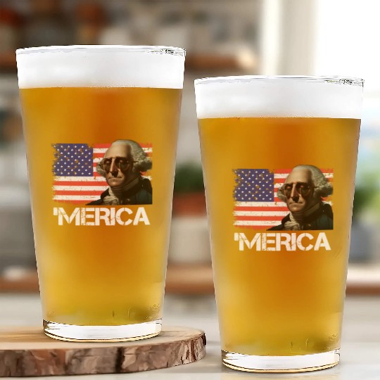 Merica George Washington Independence Day USA Glass Cups