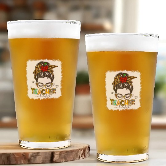 Teacher Life Messy Bun Back To School Last Day Of Glass Cups