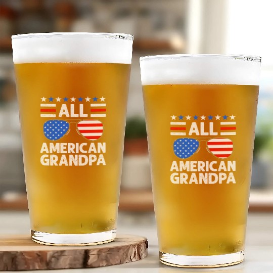 All American Grandpa Independence Day USA Party Glass Cups