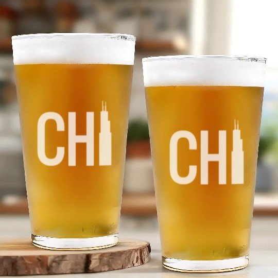 Chi White Chicago Skyscraper City Glass Cups