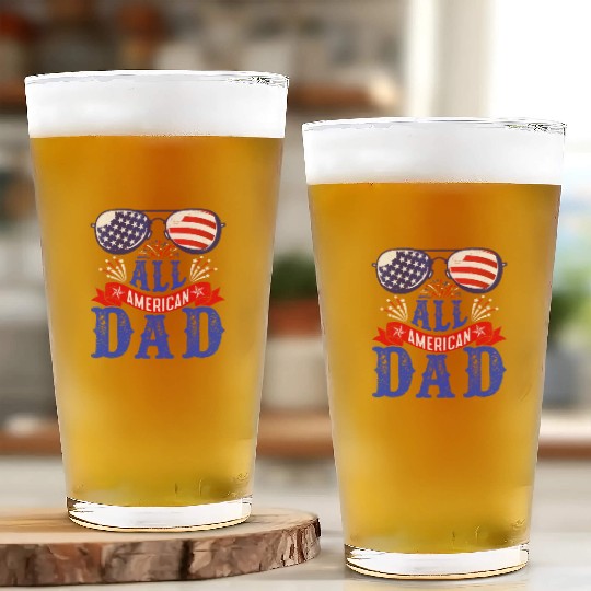 All American Dad America Pride US Patriot Glass Cups