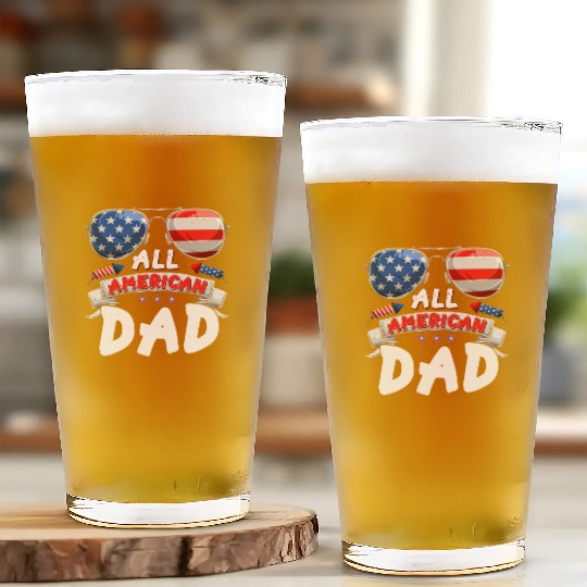 All American Dad US Patriots Fathers America Party Glass Cups