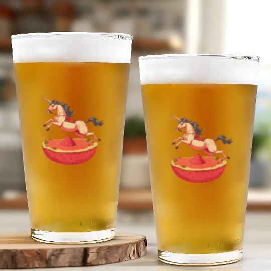 Unicorn with Watermelon and Dragonfruit - Tropical Glass Cups