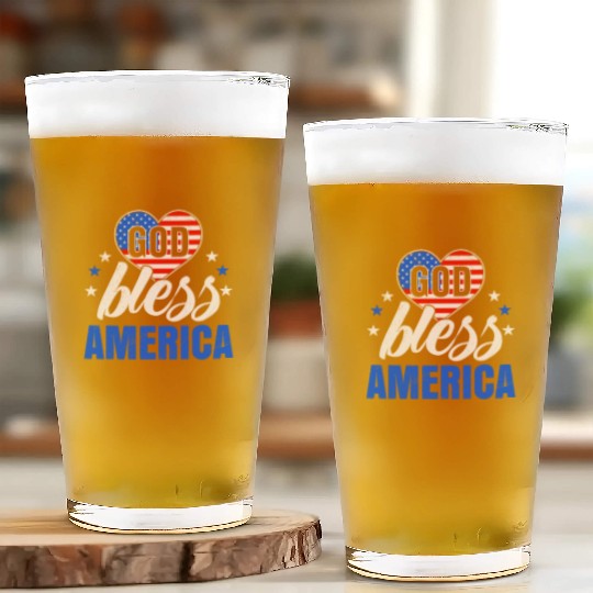 God Bless America Independence Day Party USA Glass Cups