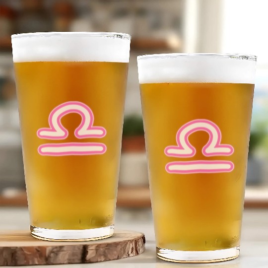Libra Zodiac Sign Neon Pink Glass Cups