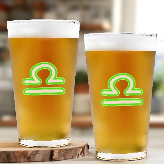Libra Zodiac Sign Neon Green Glass Cups