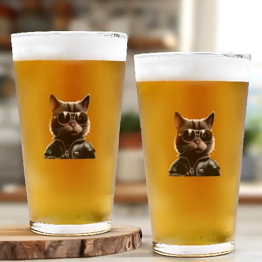 Cat With Sunglasses Cute Cat Mom Meow Paws Kitty Glass Cups