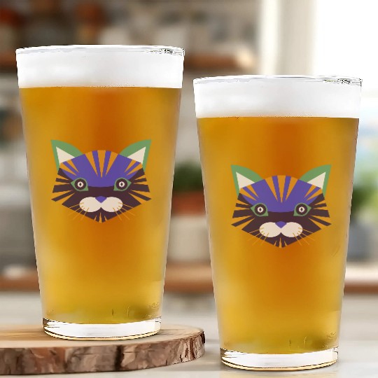 Colorful Cat Face Glass Cups