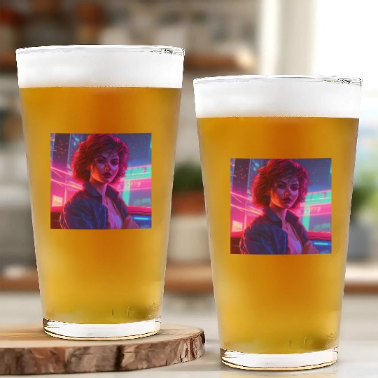 Synthwave Girl - Vibrant Anime Car Artwork Glass Cups