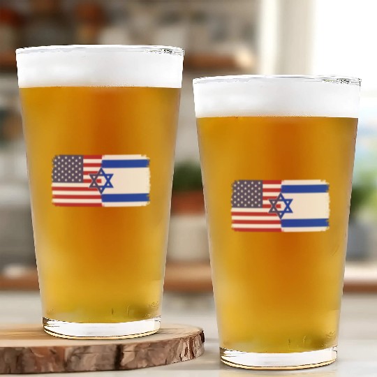 Israel Usa Flag Glass Cups