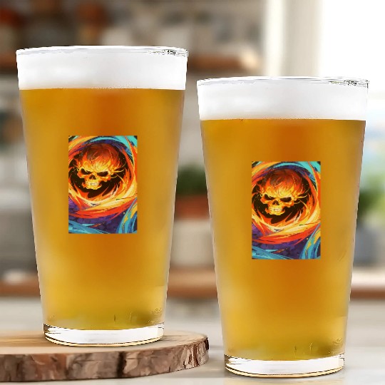 Flaming Skull and Wild Colors Glass Cups