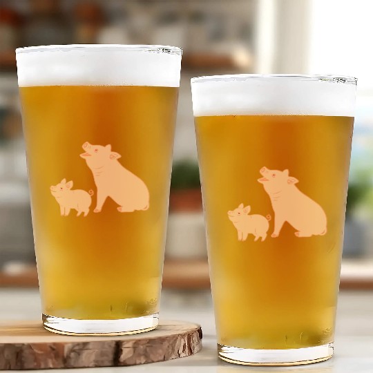 Mother pig with piglet Glass Cups