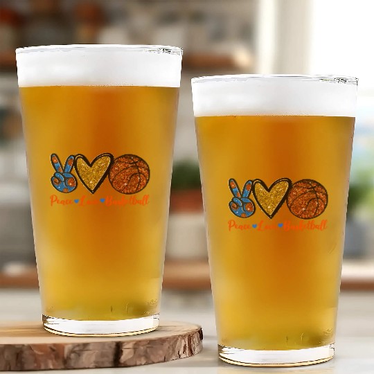 Peace Love Basketball Cute Sports Lover Glass Cups