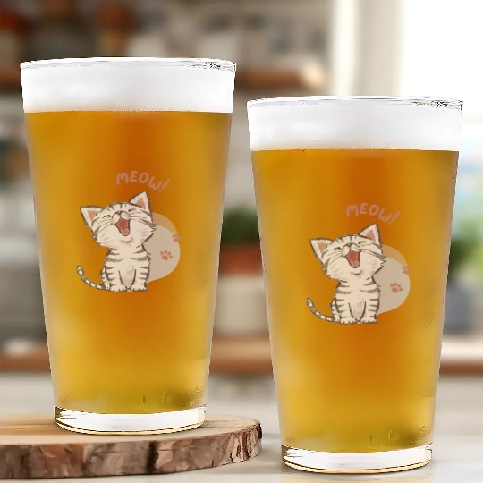 Cute cat meow Glass Cups