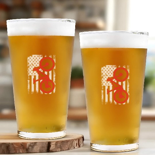 Patriotic US Mountain Biker Glass Cups