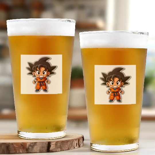 Goku Sticker Happy Bold Colors art toy style Glass Cups