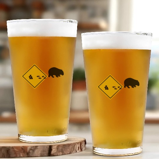 Wombat Poop Cubes Road Sign Glass Cups