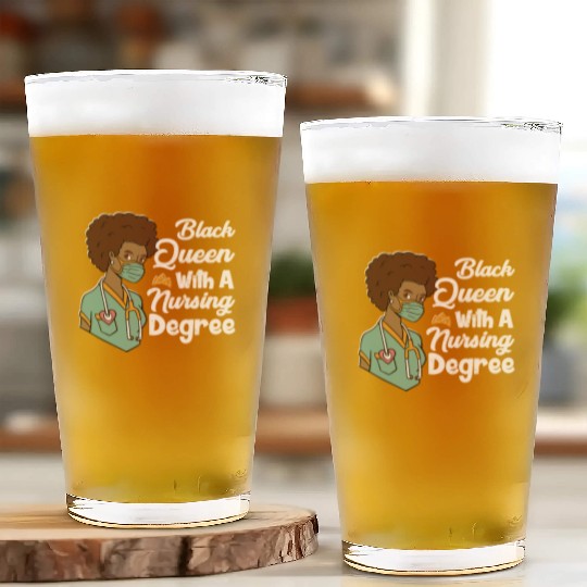 Black Queen With A Nursing Degree Glass Cups
