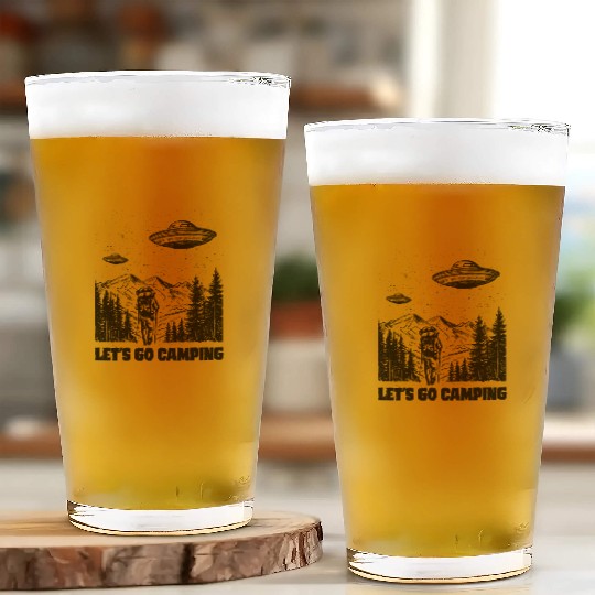 Let's Go Camping - Black Ink Glass Cups