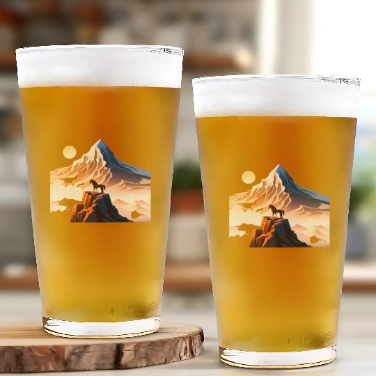 Horse running to mountain Glass Cups