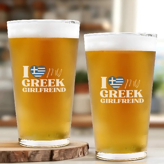 I Love My Greek Girlfriend Multi Nationality Glass Cups