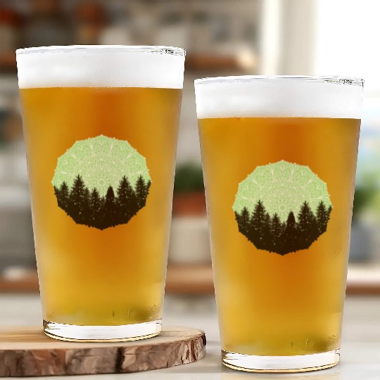 Green Forest Mandala Pacific Northwest Glass Cups