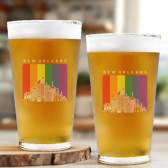 New Orleans Louisiana Rainbow Flag LGBT Pride Glass Cups