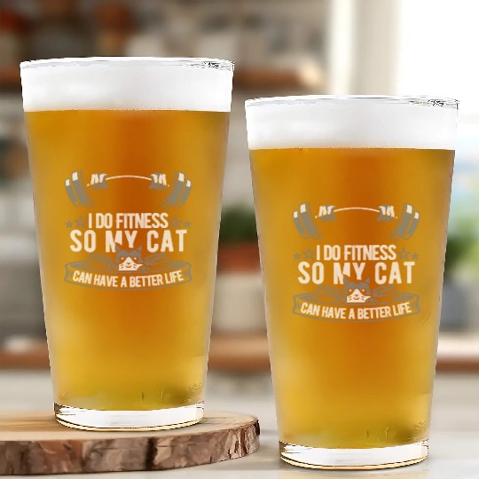 Fitness Workout Gym Cat Glass Cups