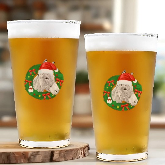 Donkey Lover Christmas Farm Animal Glass Cups