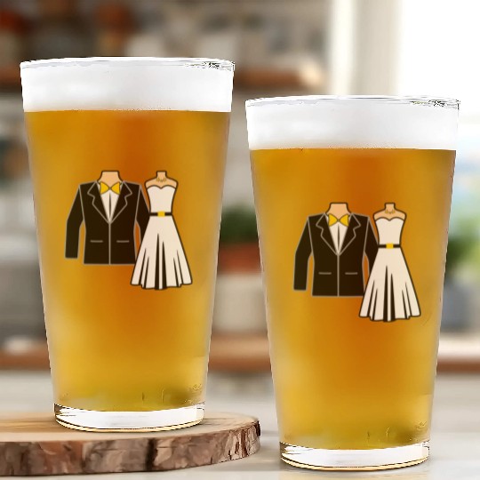Wedding clothes bride groom Glass Cups