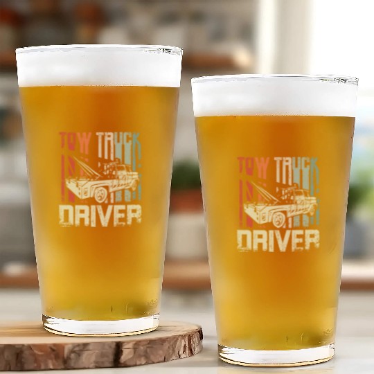 Cool Retro Vintage Tow truck Driver Glass Cups