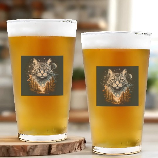 Cat In The Sky Above The Trees Fantasy Art Glass Cups