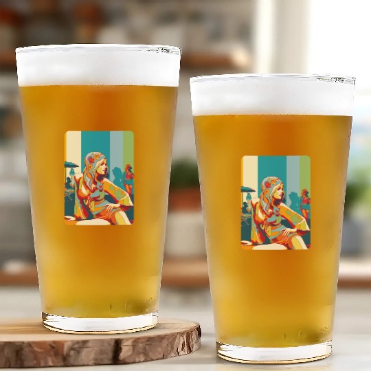 Hippie girl pose on holidays Glass Cups