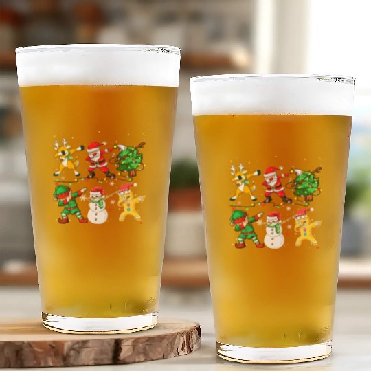 Dabbing Santa Elf Friends Christmas Boys Girls Men Glass Cups