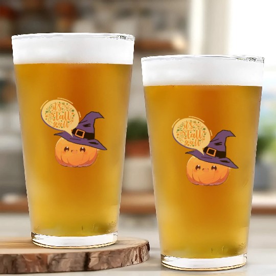 Cute Little Witch Pumpkin WithFall Greeting Glass Cups