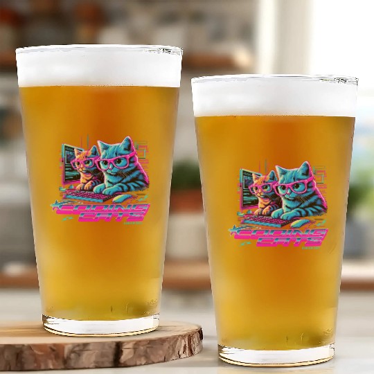 Coding Cats Programmer Glass Cups