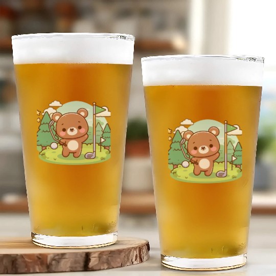 Golfing bears Glass Cups