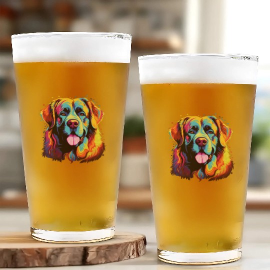 Watercolor Colorful Great Pyrenees Glass Cups