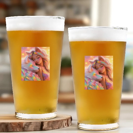 Rainbow Friends - White Wolf and Girl Glass Cups