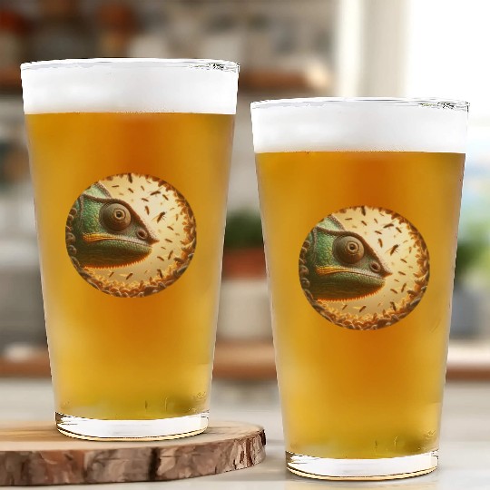 Chameleon head surrounded by bees Glass Cups