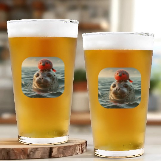 Seal and pufferfish friends from the ocean Glass Cups