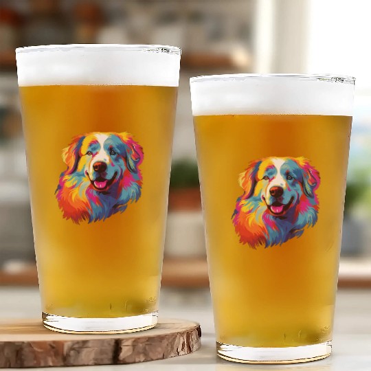 Watercolor Colorful Great Pyrenees Glass Cups