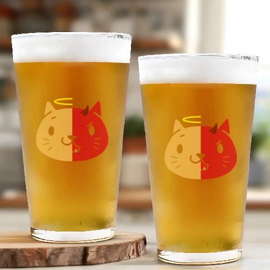 Two Face Cat Angel And Devil Glass Cups