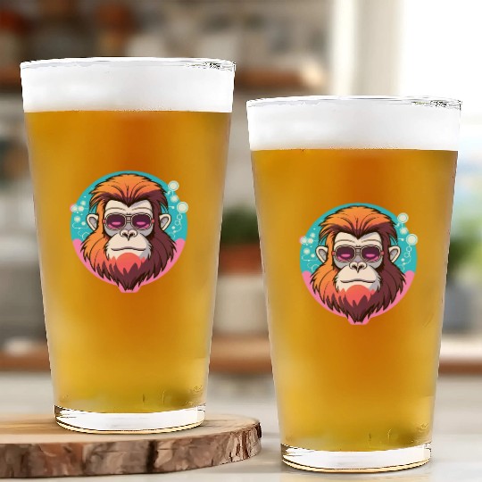 Ape Monkey Illustration Glass Cups