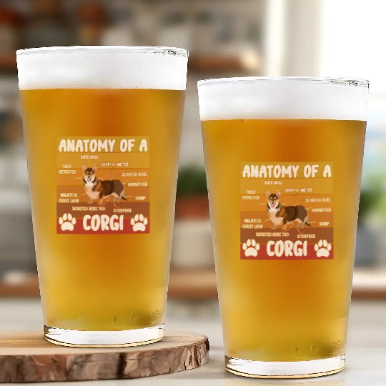 Anatomy of a Welsh Corgi Dog Pet Lover Glass Cups