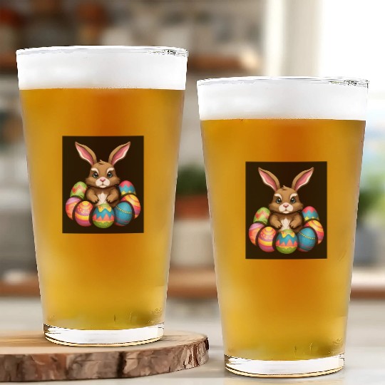 Easter Bunny Rabbit Colorful Eggs Easter Egg Hunt Glass Cups