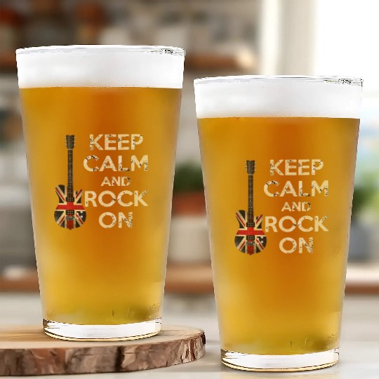 Keep Calm and Rock On Union Jack Guitar Glass Cups